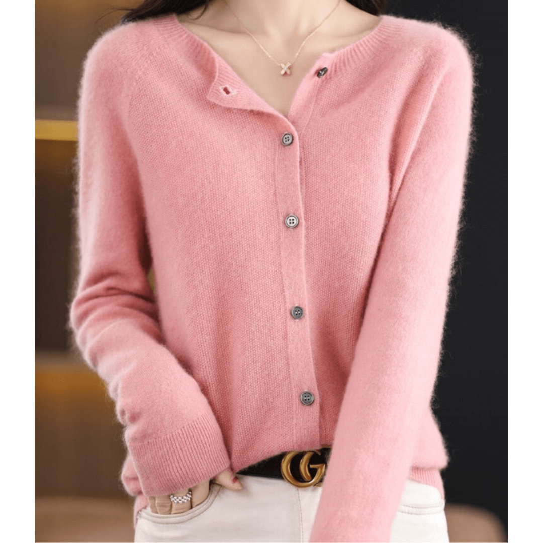Women's V-Neck Cardigan Sweater with Button Closure 1