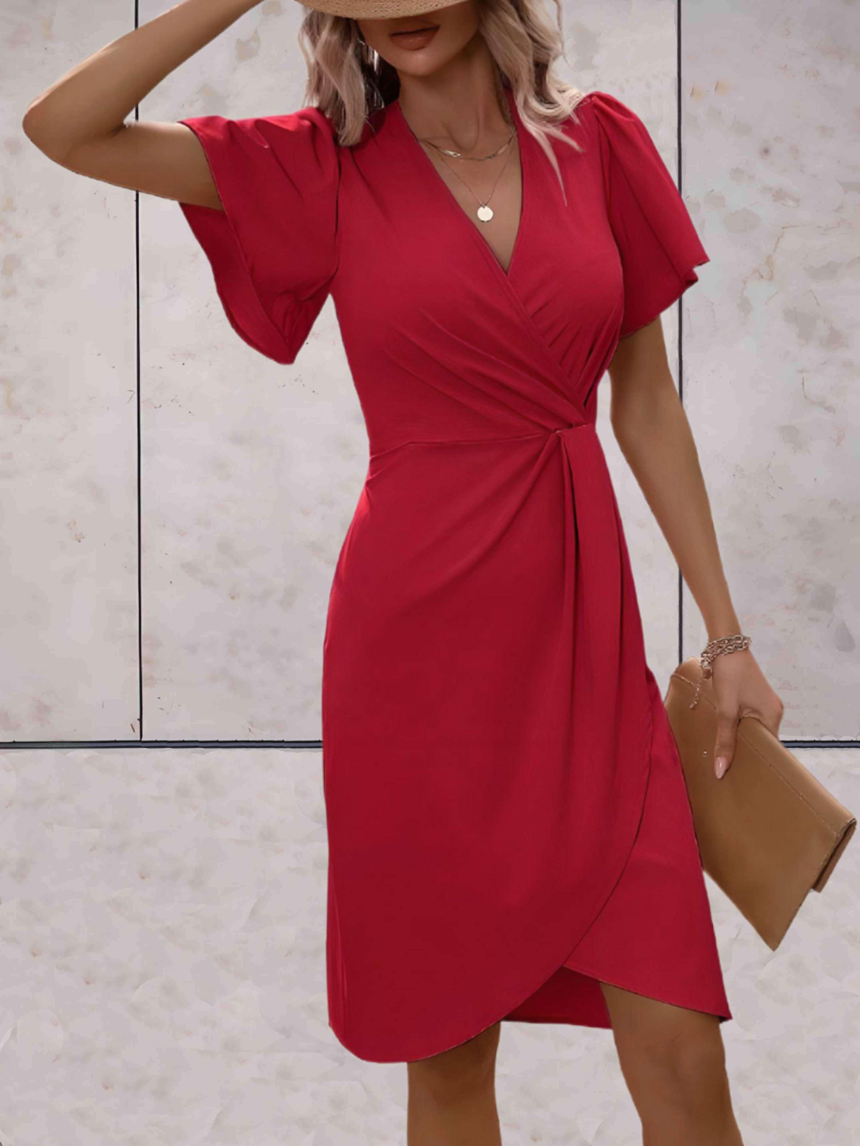 Wrap Dress - V Neck Wrap Front And Tie Waist For Fit