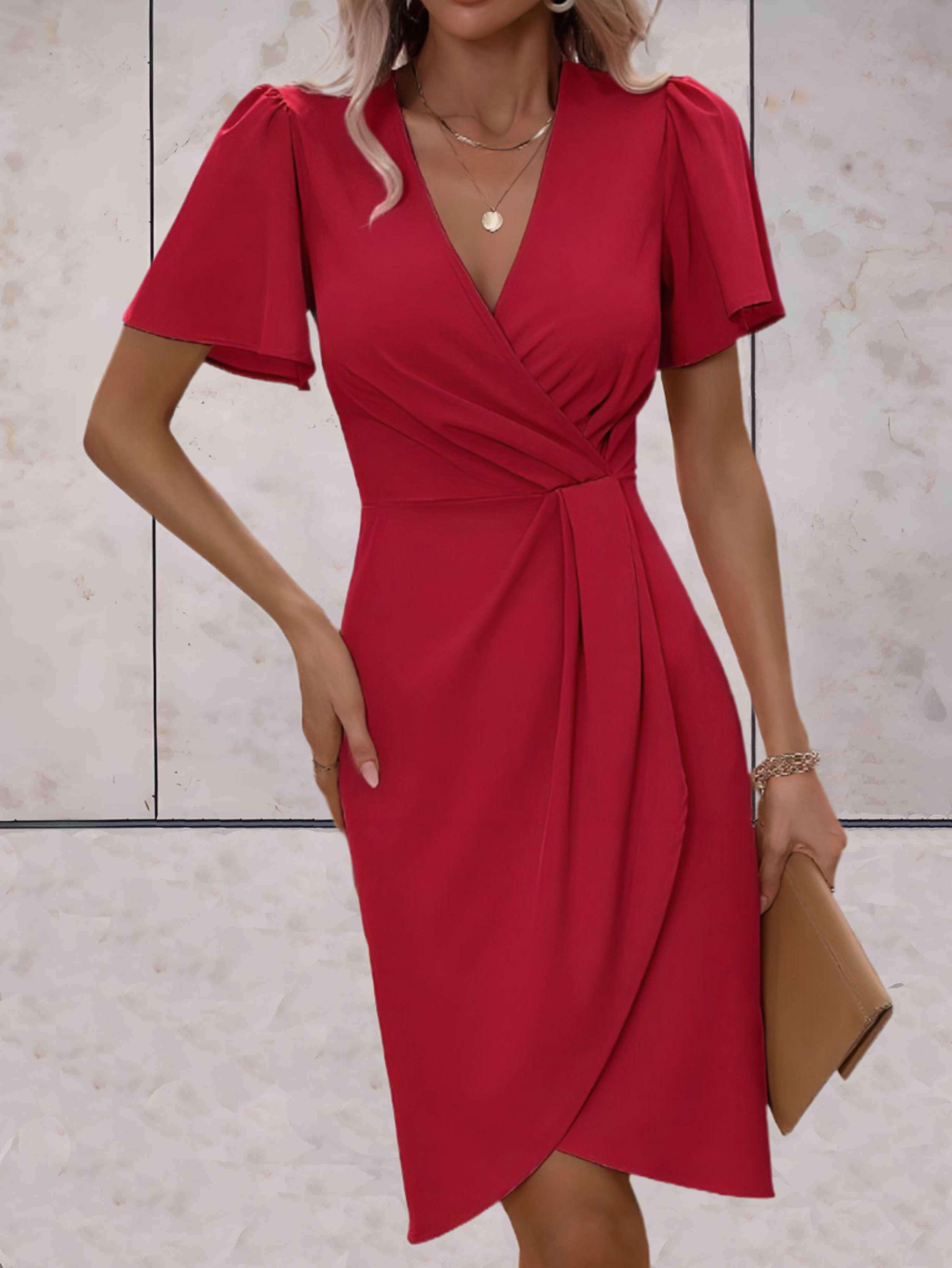 Wrap Dress - V Neck Wrap Front And Tie Waist For Fit