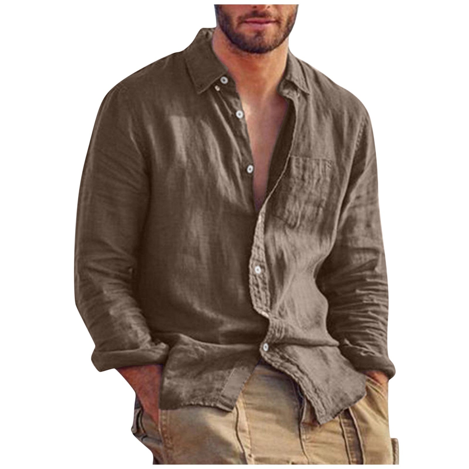 Men's Breathable Linen Shirt for Comfortable Style 4