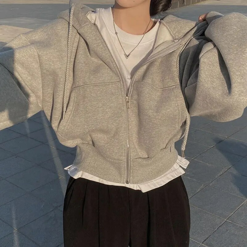 Zip Hoodie - Oversized Cut & Plush Lining For Layering