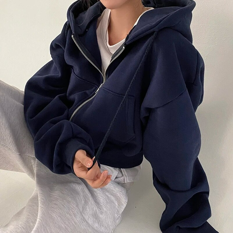 Zip Hoodie - Oversized Cut & Plush Lining For Layering