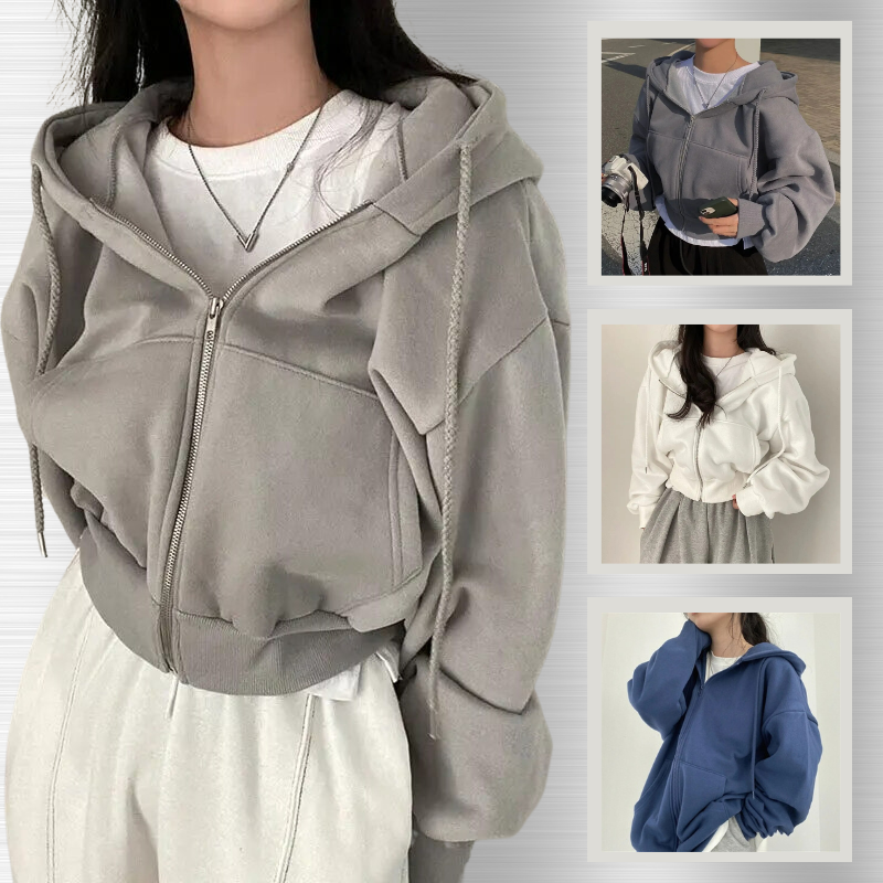 Zip Hoodie - Oversized Cut & Plush Lining For Layering