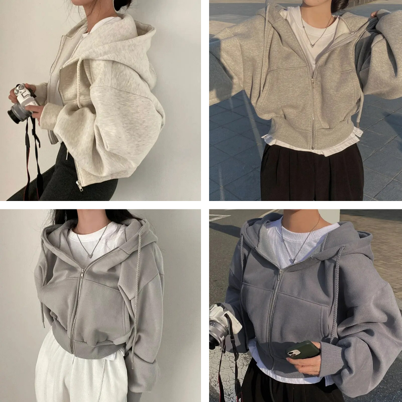 Zip Hoodie - Oversized Cut & Plush Lining For Layering