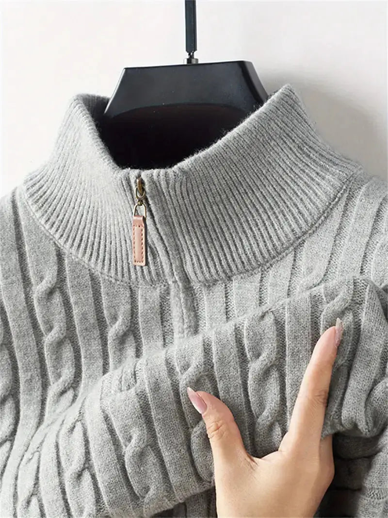 Zip Sweater - Soft-Blend Fabric & Flexible Layering Shape