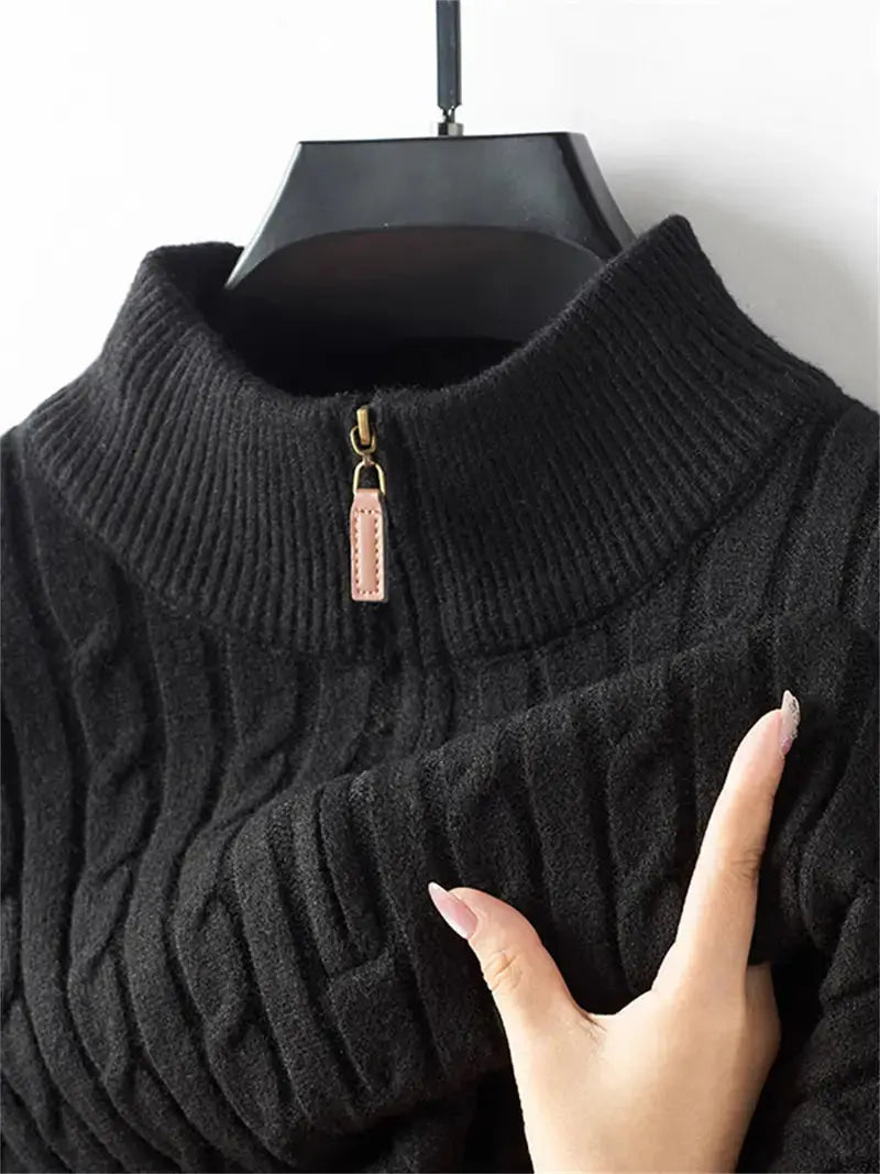 Zip Sweater - Soft-Blend Fabric & Flexible Layering Shape
