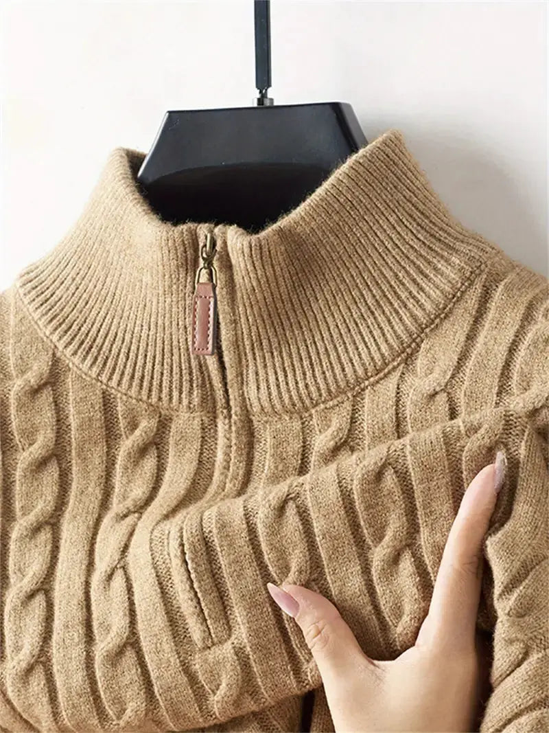 Zip Sweater - Soft-Blend Fabric & Flexible Layering Shape