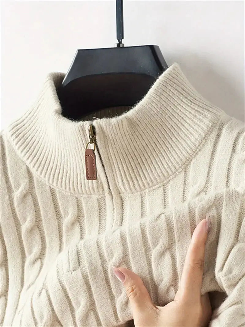 Zip Sweater - Soft-Blend Fabric & Flexible Layering Shape