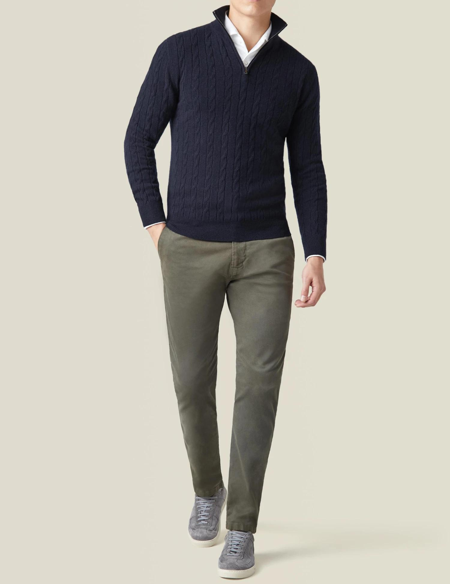Zipper Sweater - Cable Knit Texture & Adjustable Warmth