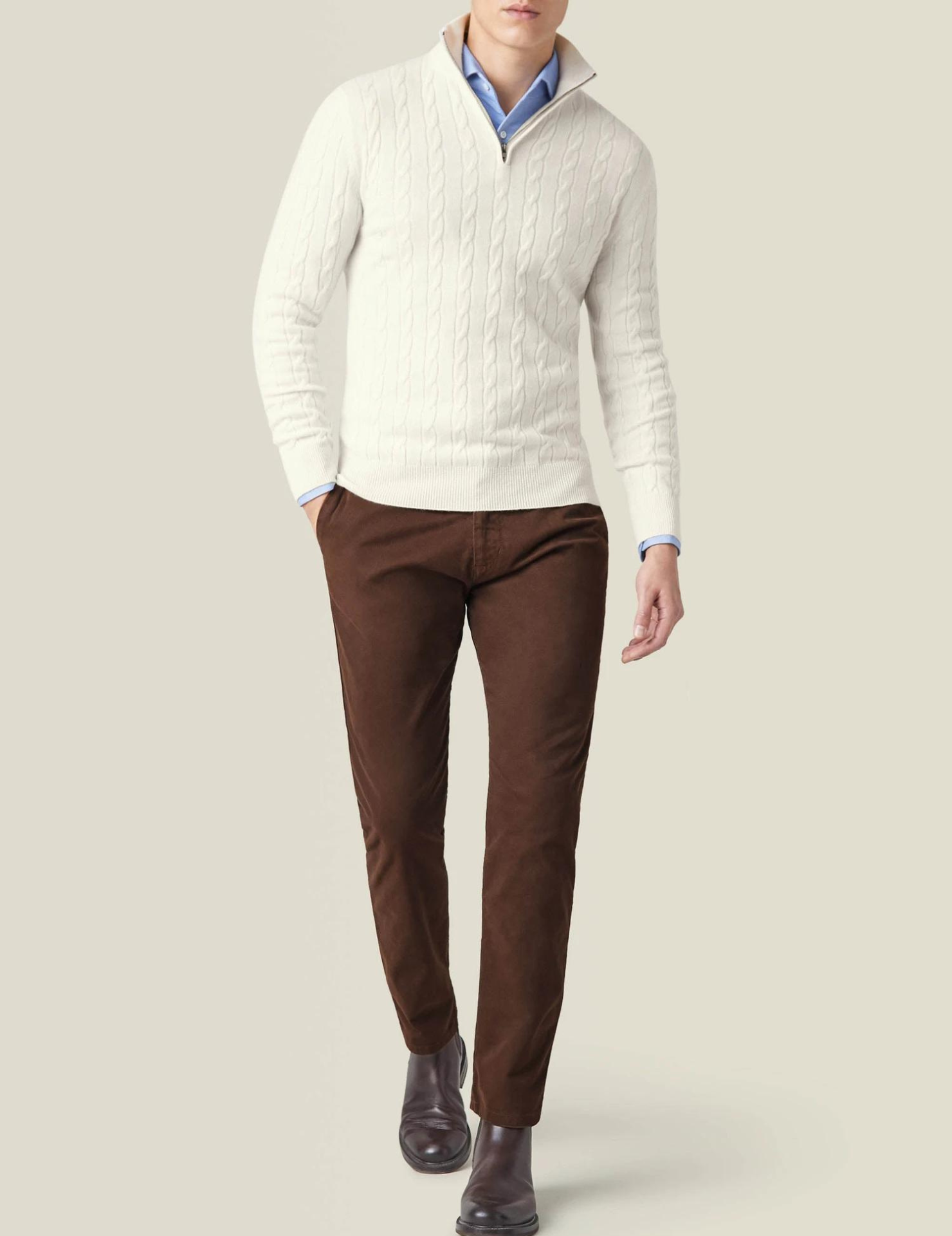 Zipper Sweater - Cable Knit Texture & Adjustable Warmth