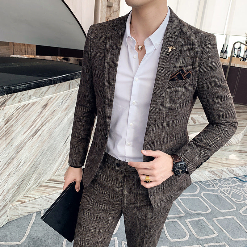 Men's Slim Fit Two-Part Suit with Starred Pattern 4