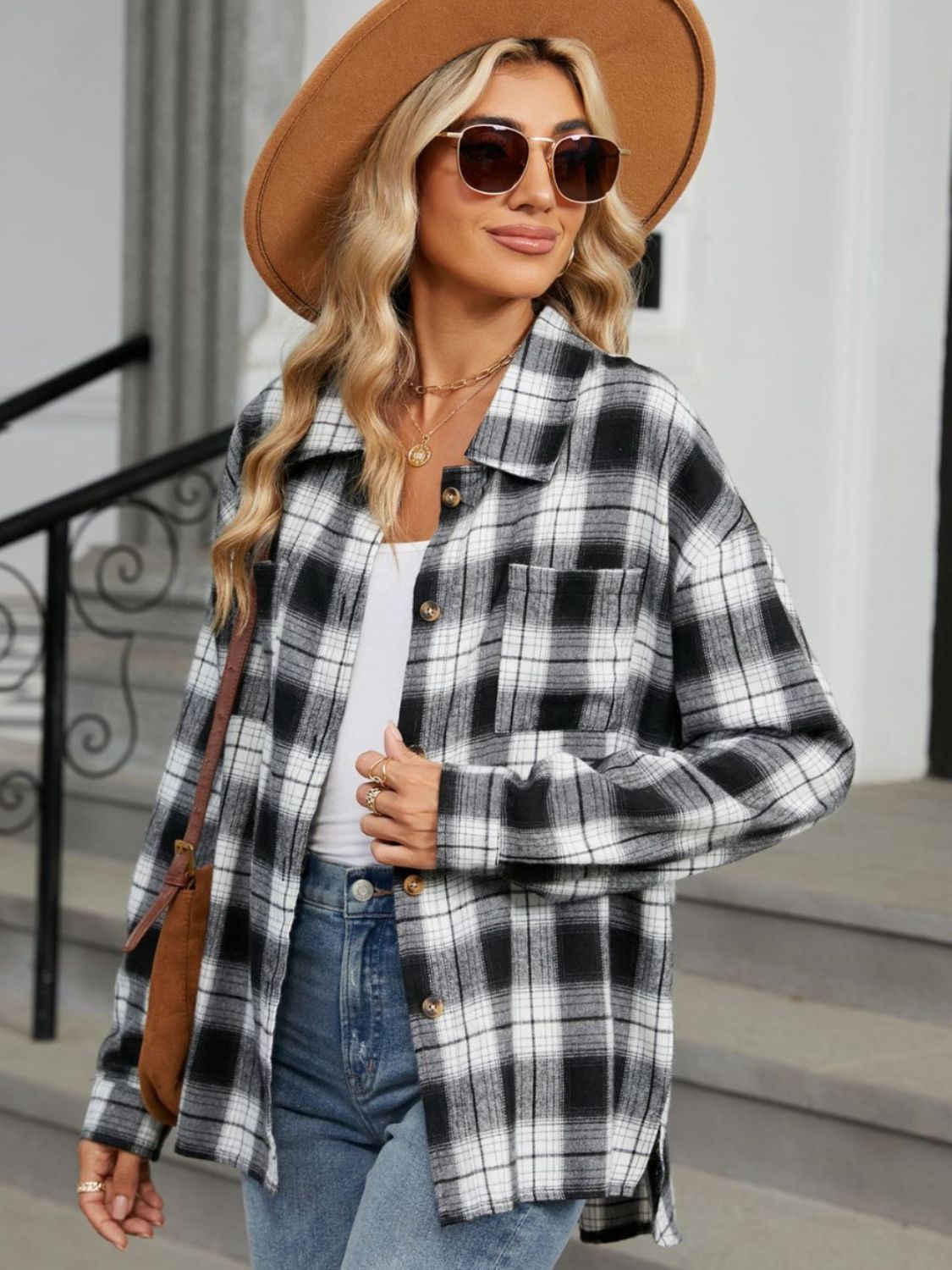 Variant image for Women's Cotton Checkered Shirt Long Sleeve-26