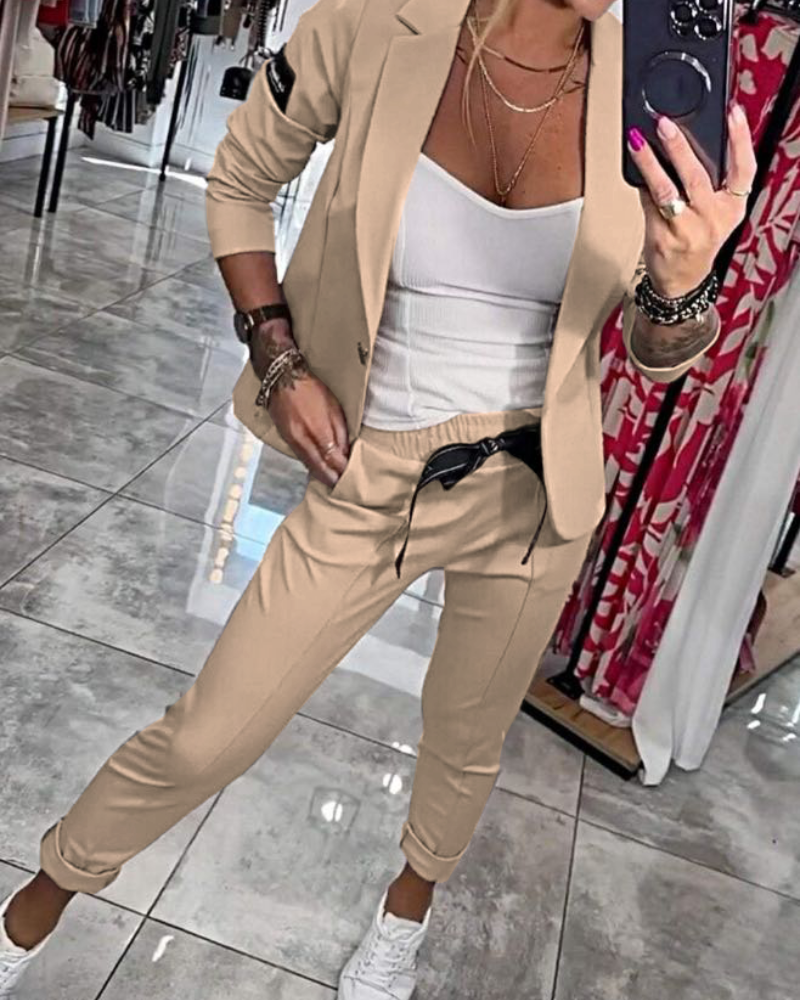 Variant image for Women's Soft Cotton Outfit Jacket Pants Set-1