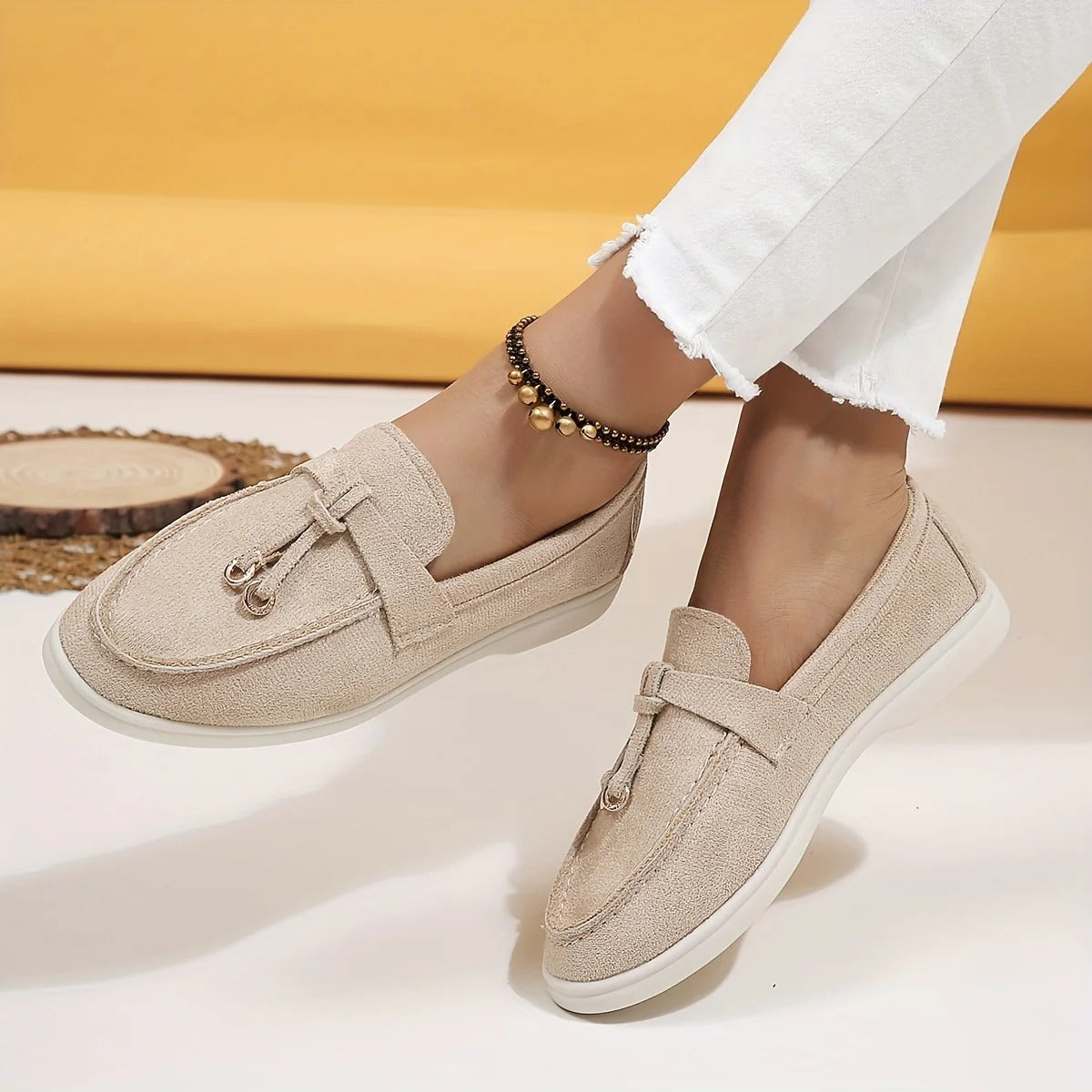 Variant image for Women's Synthetic Leather Loafers with Gold-Tone Buckle-41