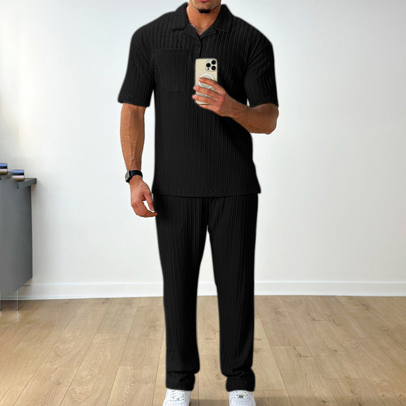 Men's Polo Shirt and Pants Set for Summer Casual Wear 1