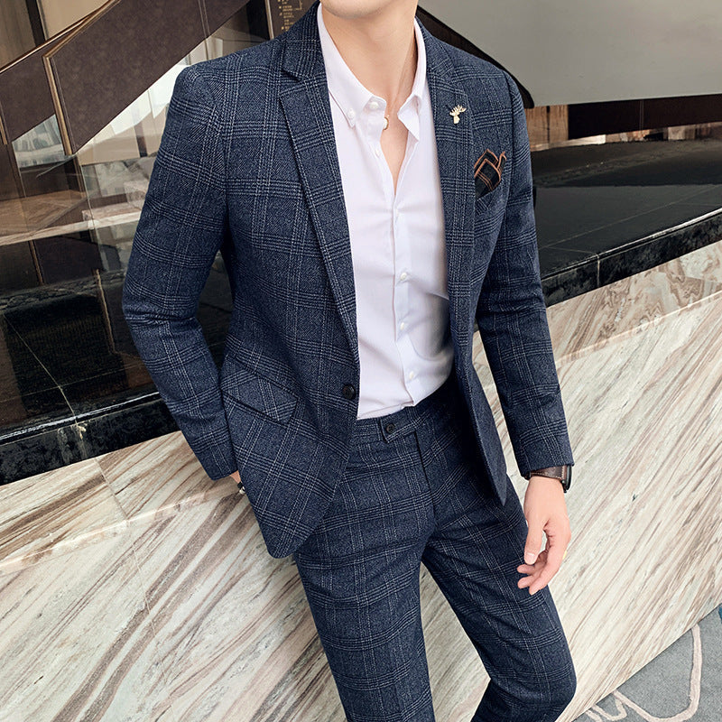 Men's Slim Fit Two-Part Suit with Starred Pattern 1