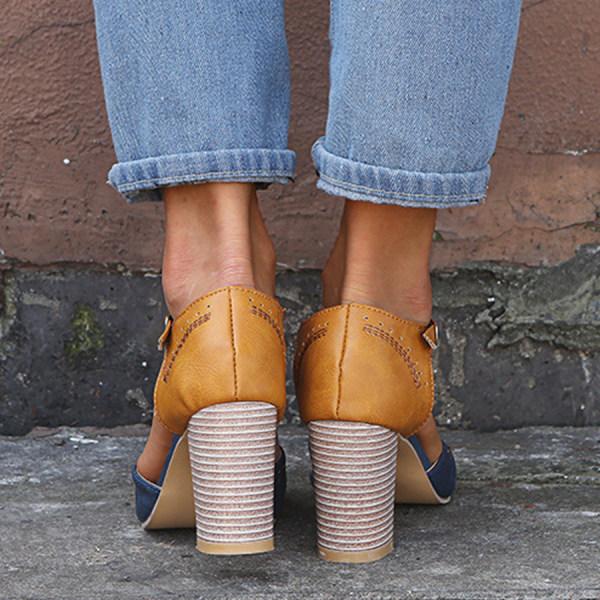 Women's Leather Heel Shoes Elegant Design-4