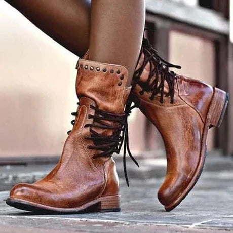 Women's Leather Black Boots-1
