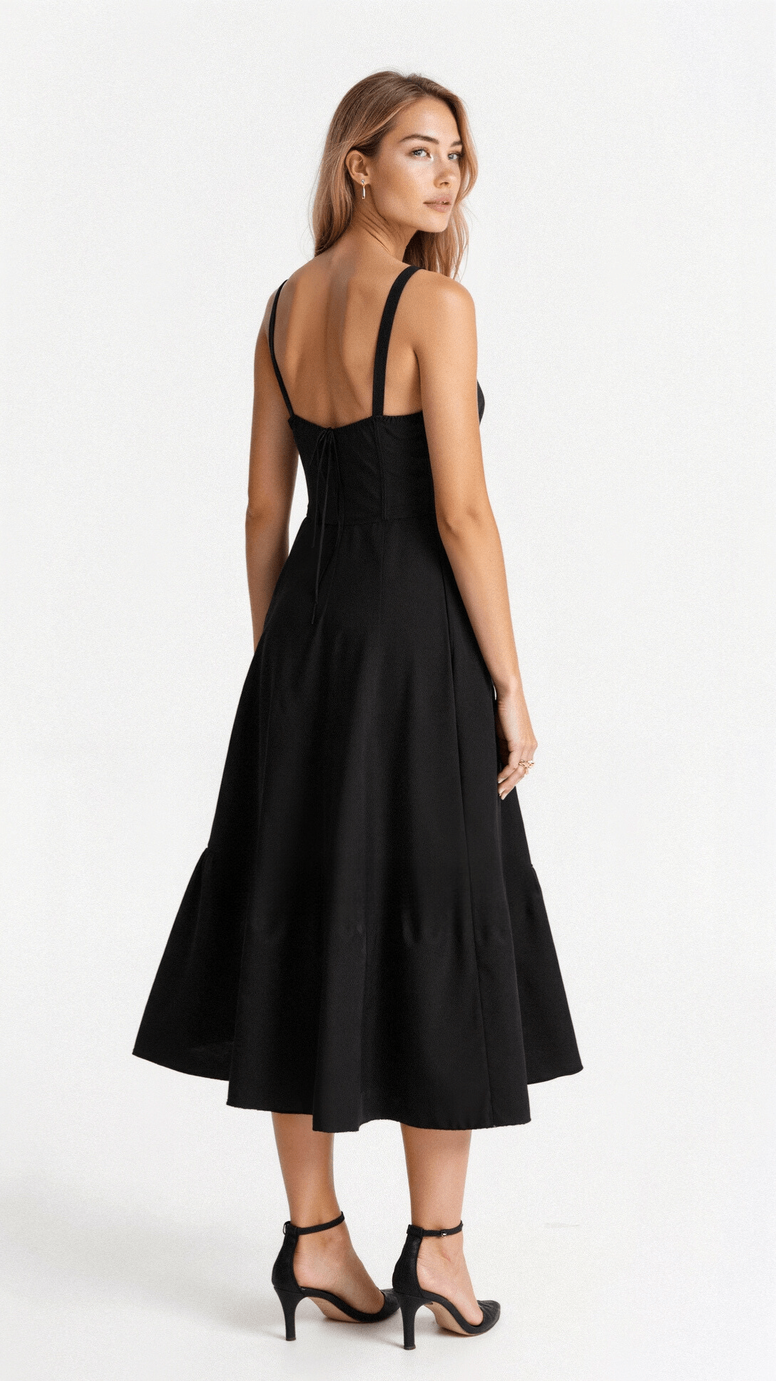 Women's Cotton Midi Dress Elegant Corset Style-4