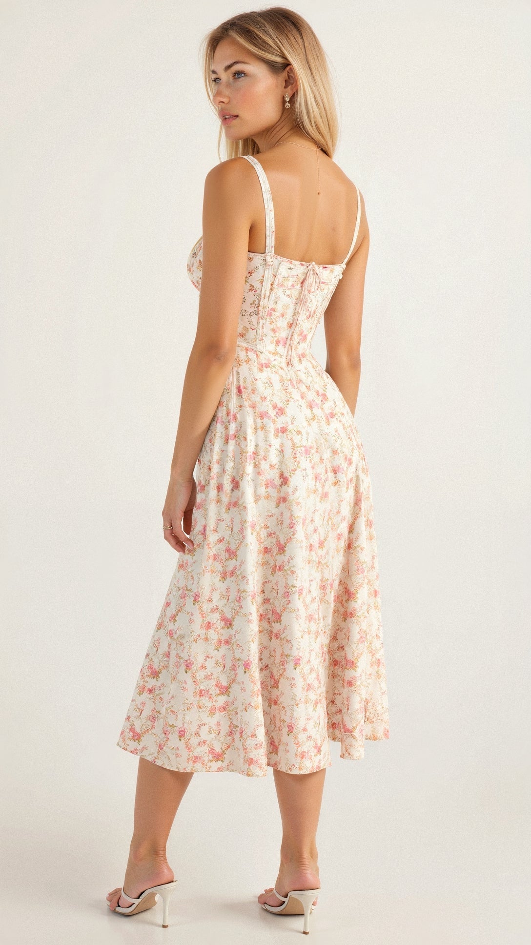 Women's Cotton Midi Dress Elegant Corset Style-6