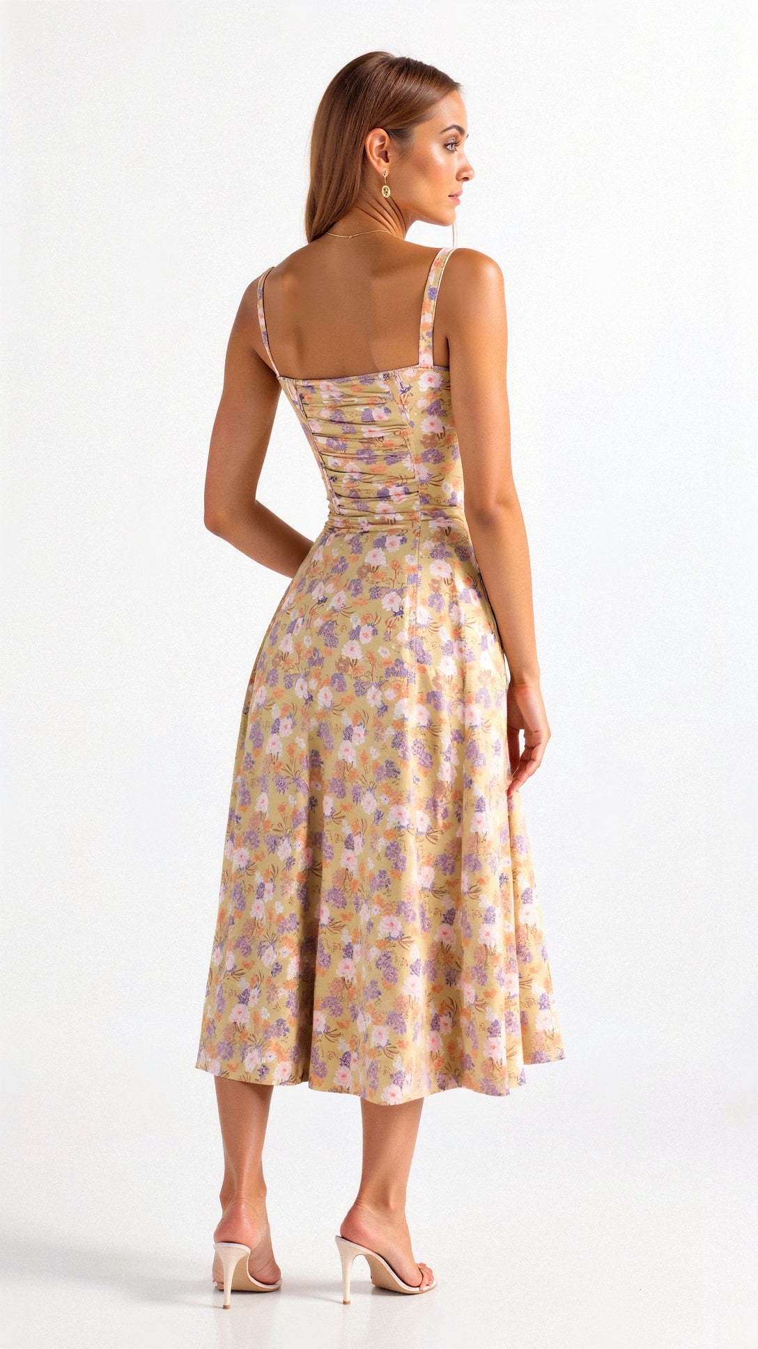 Women's Cotton Midi Dress Elegant Corset Style-2