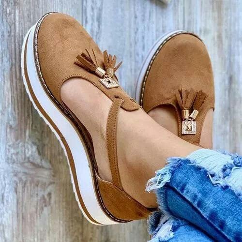Women's Leather Sandals with Tassel-1